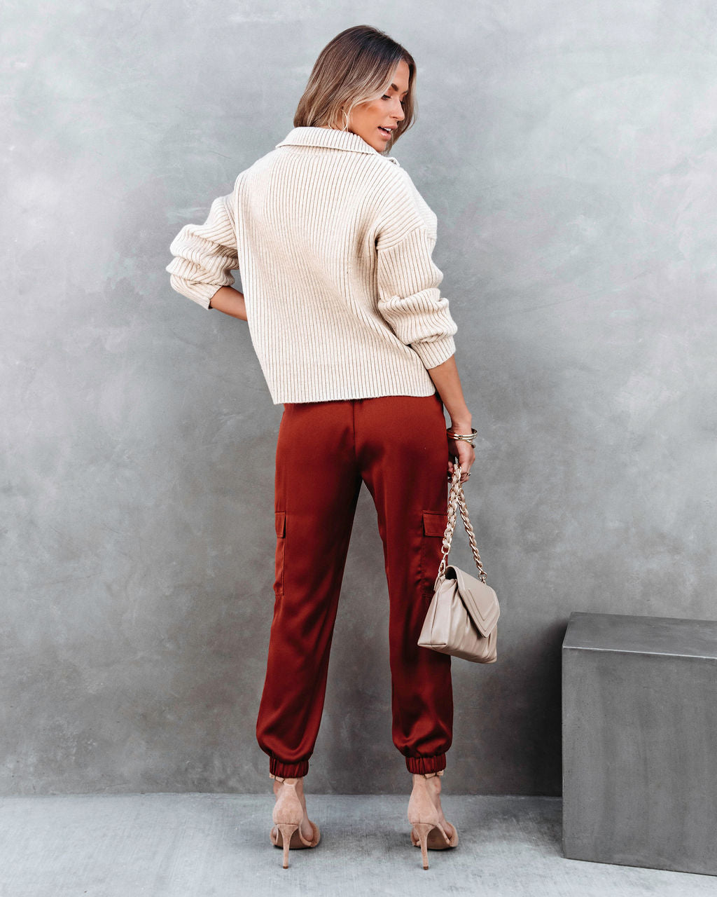 Fall Thrills Cable Knit Half Zip Pullover Sweater - Oatmeal