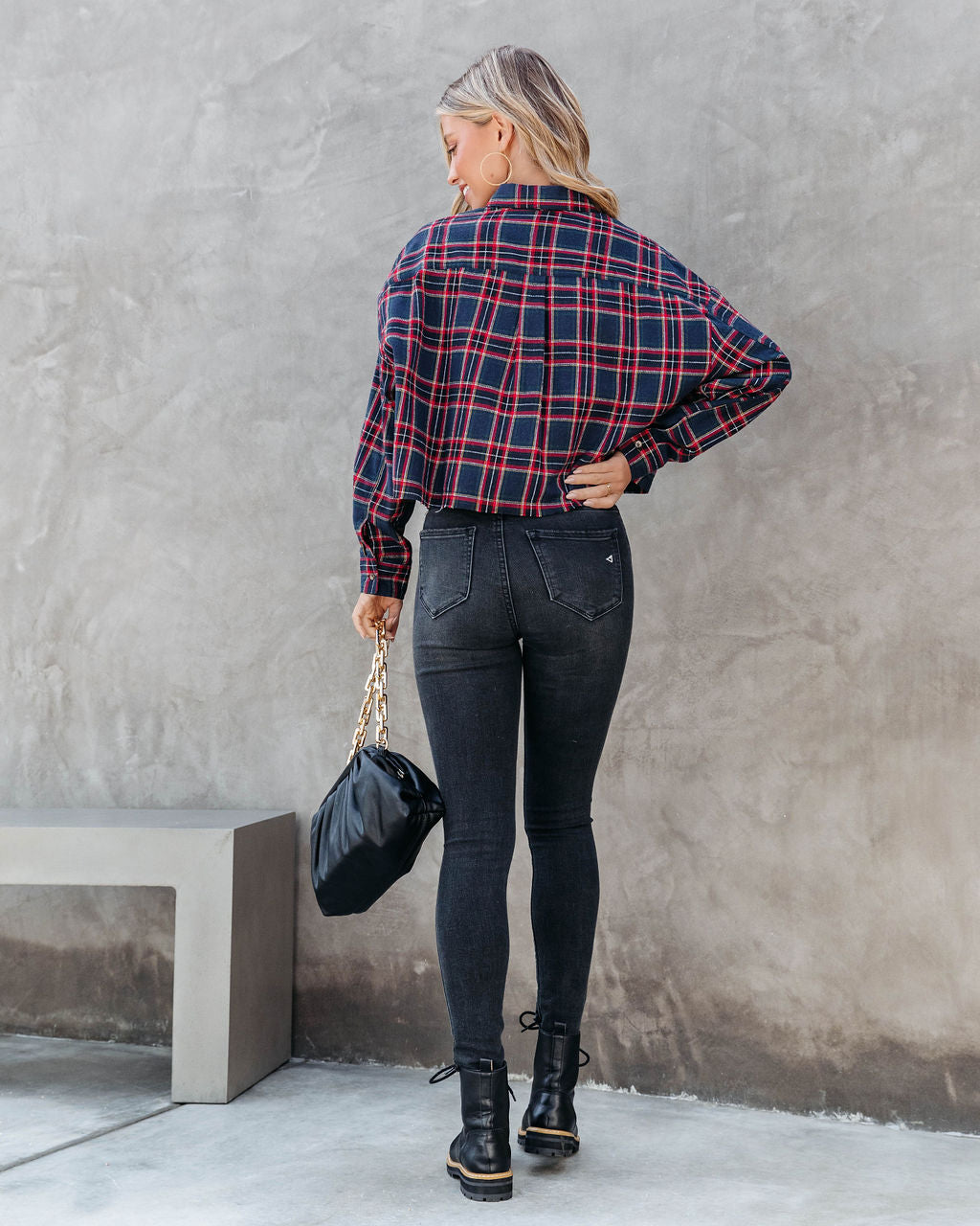 Novalynn Plaid Button Down Top