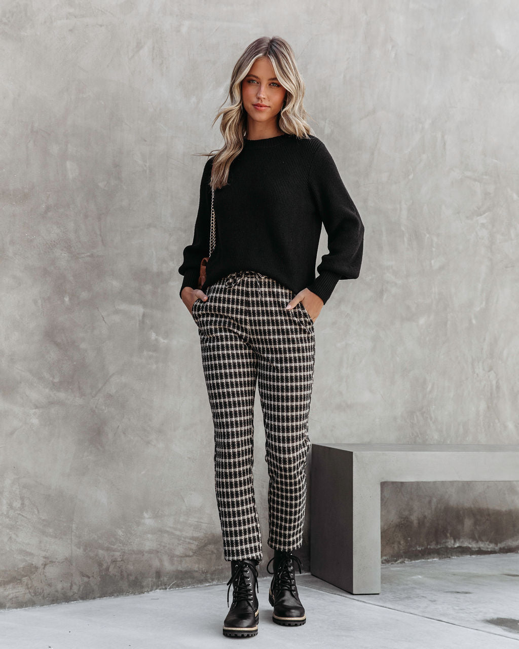 Baby It's You Knit Balloon Sleeve Pullover Sweater - Black