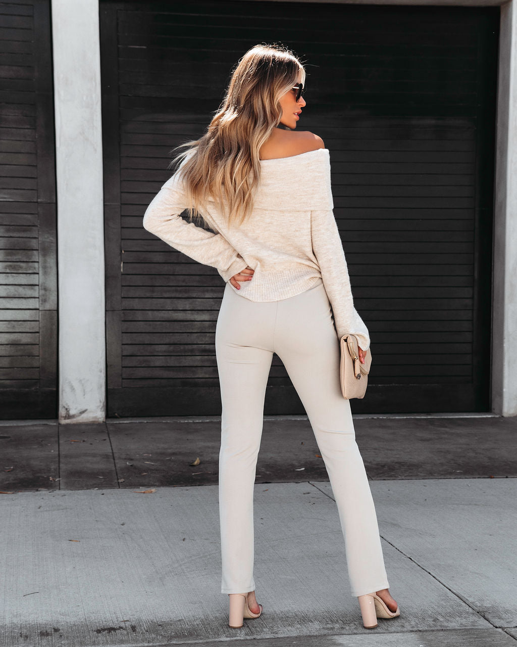 Dreamworld Off The Shoulder Pullover Sweater - Beige