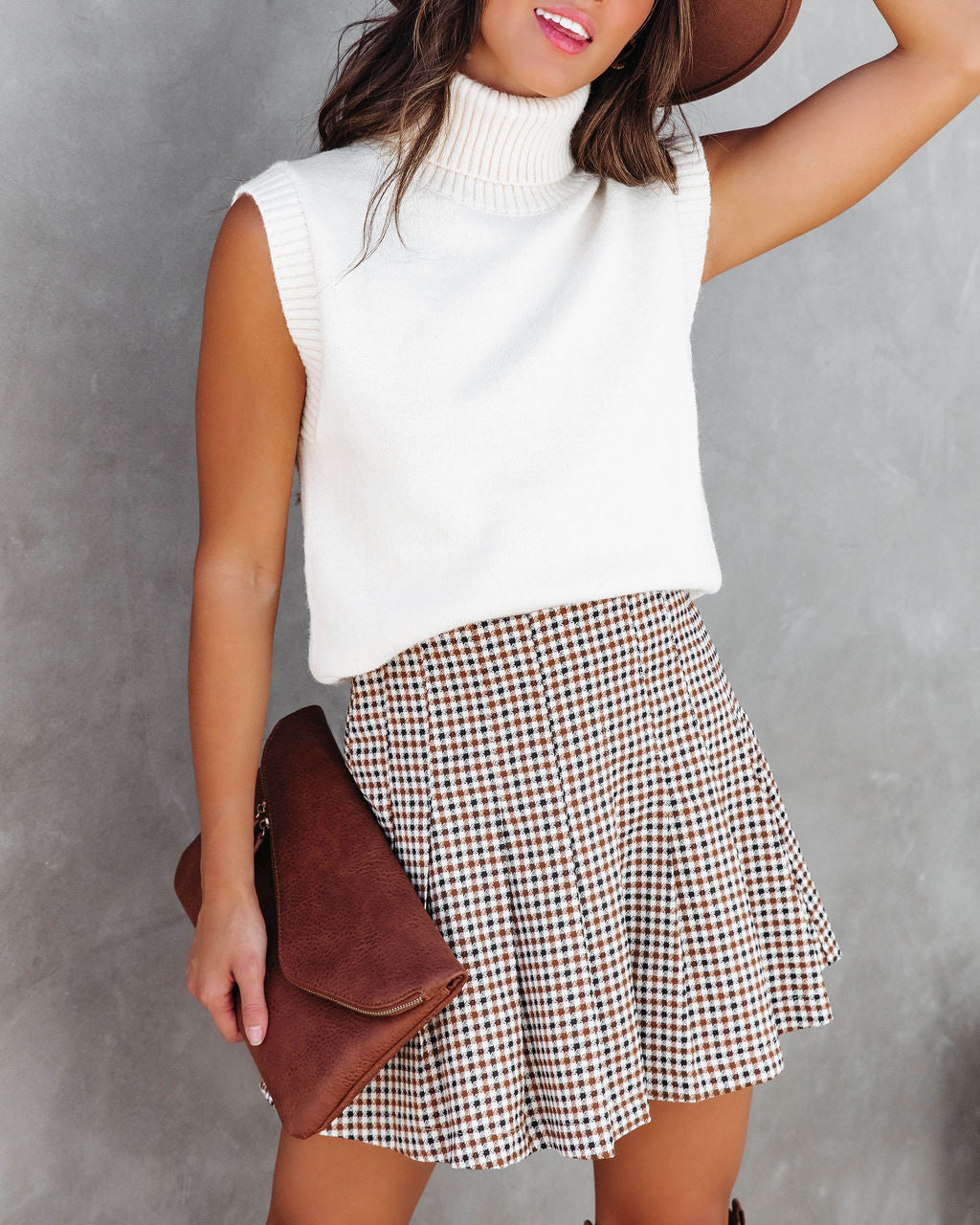 Peyton Knit Turtleneck Sweater Vest - Cream