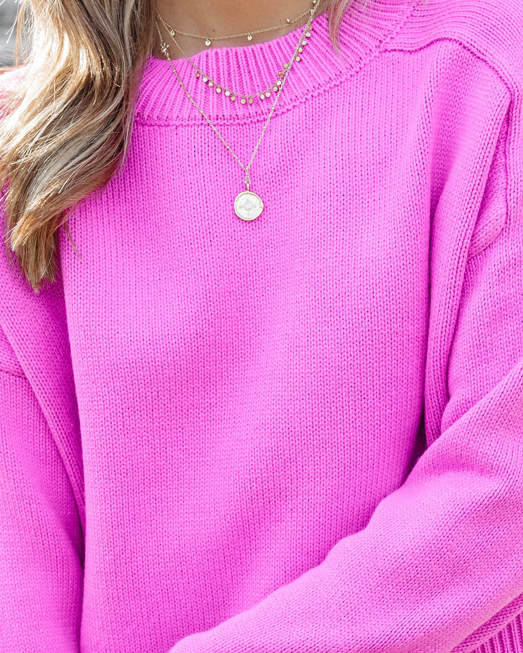 Cool Kind Knit Pullover Sweater - Magenta