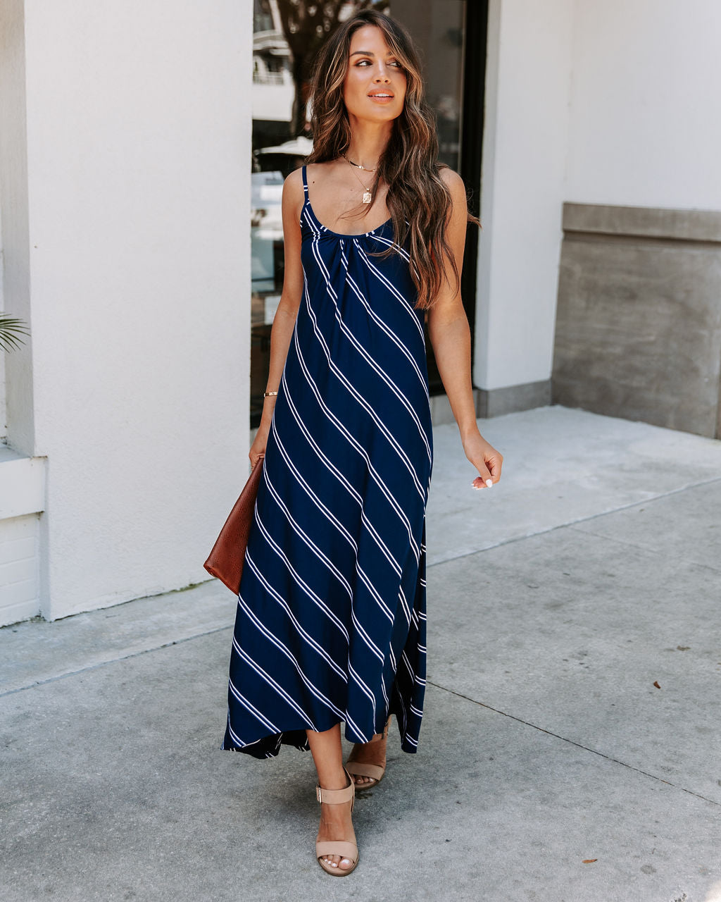Powell Striped Adjustable Maxi Dress - Navy - FINAL SALE