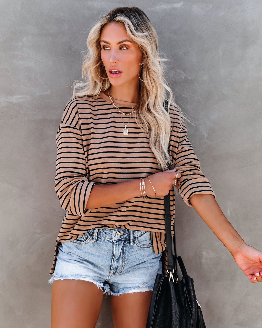 Extra, Extra Striped Knit Top - Camel - SALE