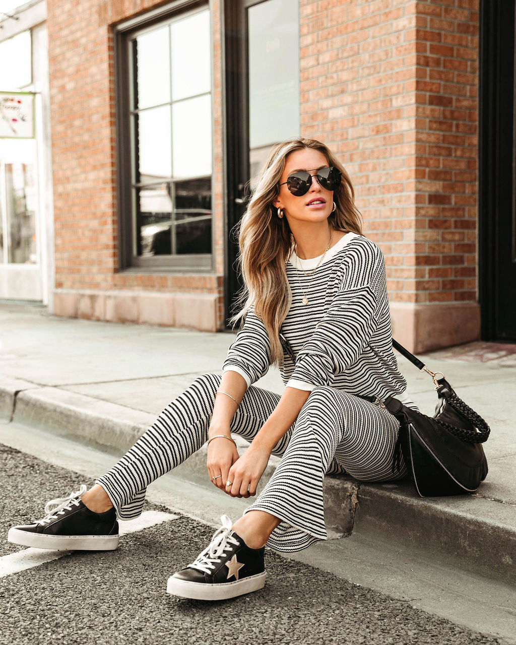 Chill Out Posh Knit Stripe Long Sleeve Top