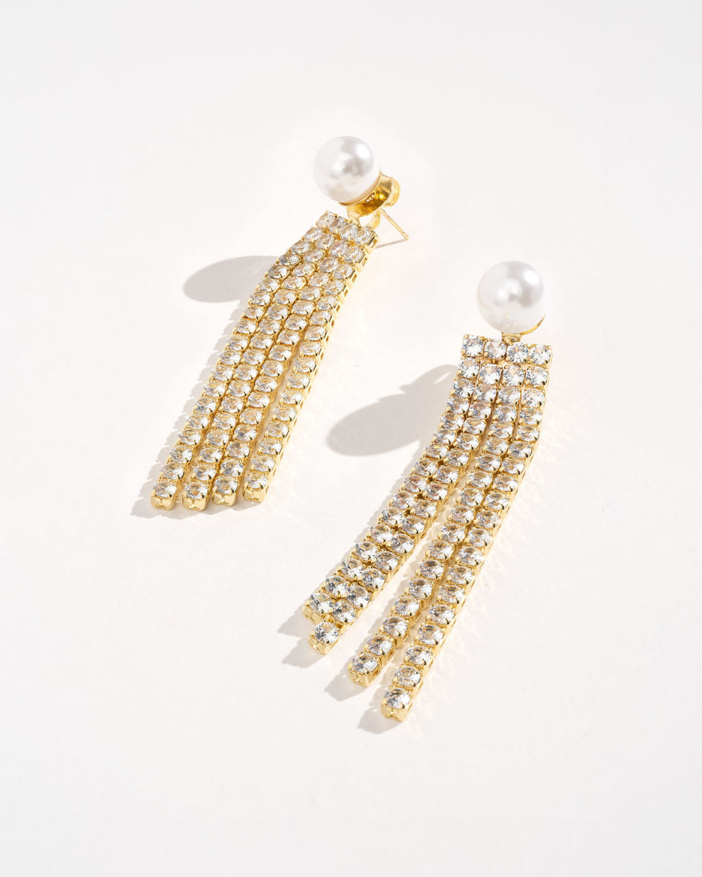 Jackie O Pearl Fringe Drop Earrings - Gold