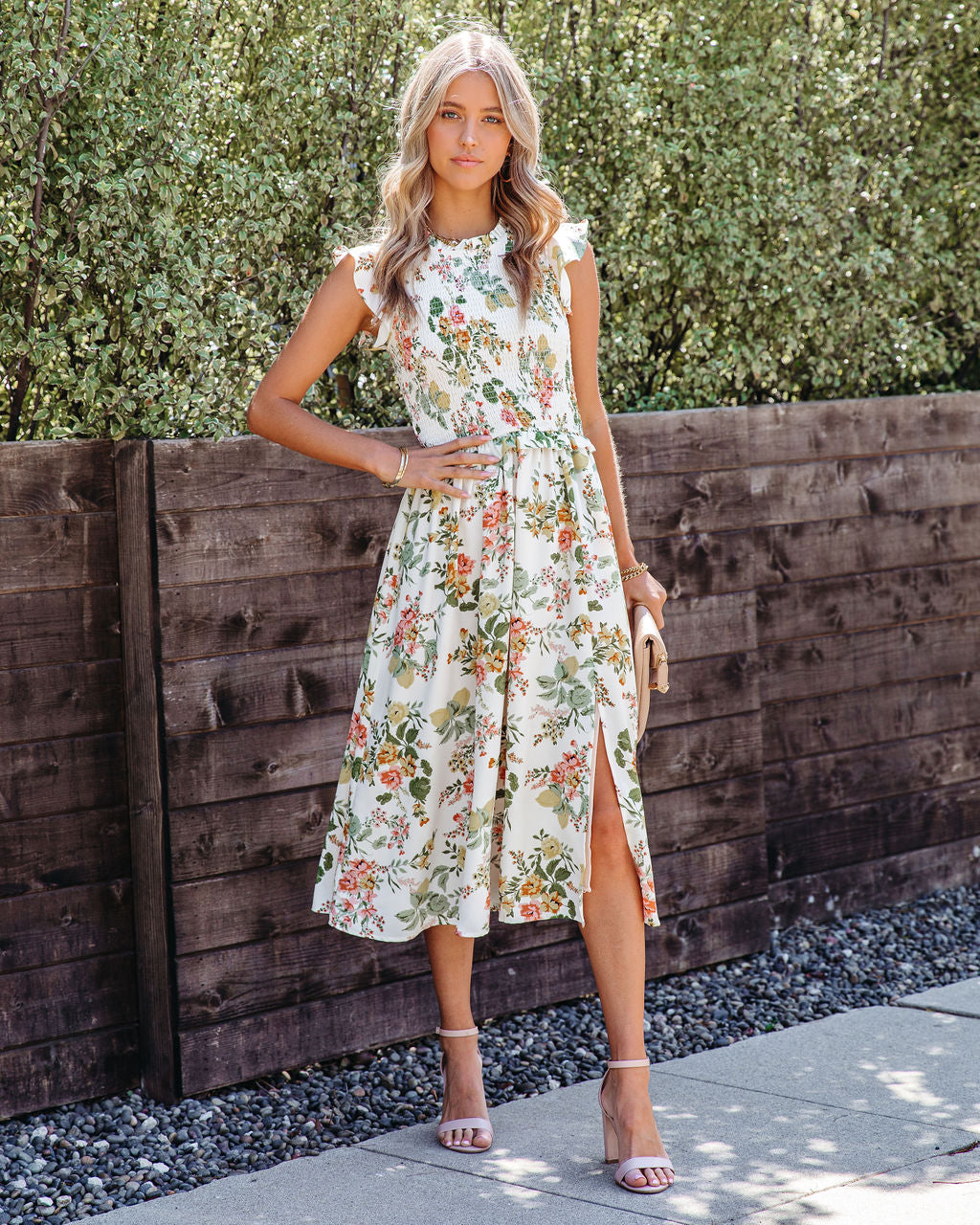Lester Floral Smocked Midi Dress