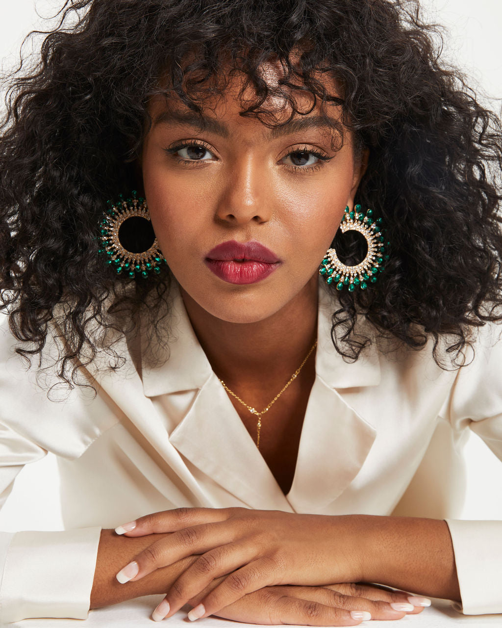 Ever Mine Crystal Burst Earrings - Emerald