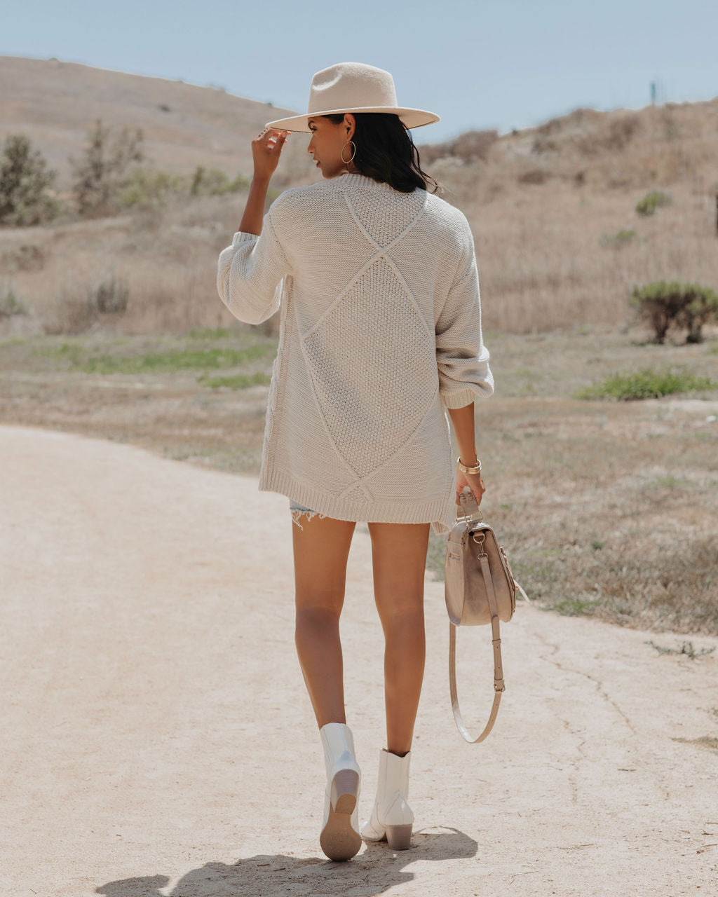 Cozy Up Cable Knit Pocketed Cardigan - Oatmeal - FINAL SALE
