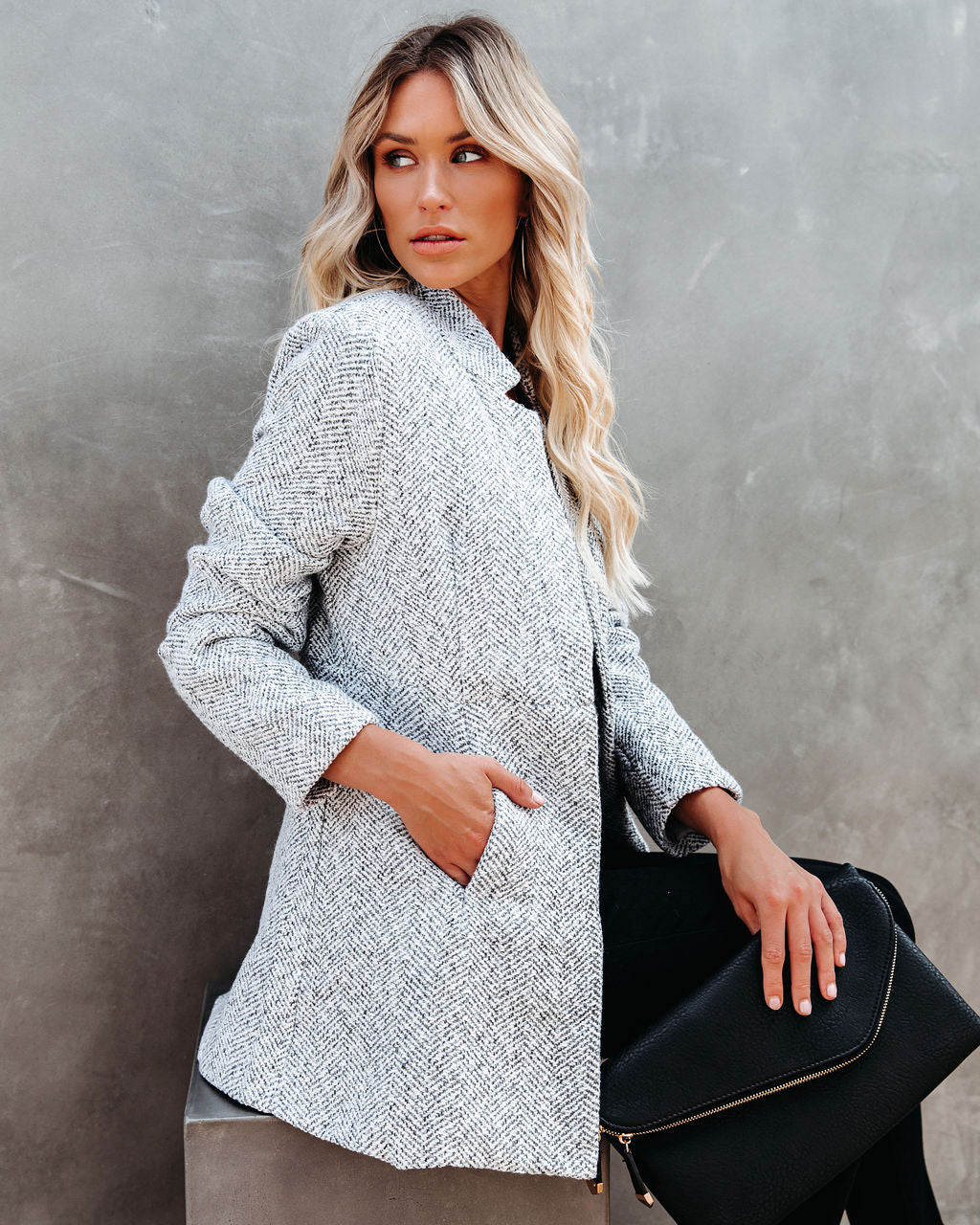 Tayshia Pocketed Coat - Heather Grey