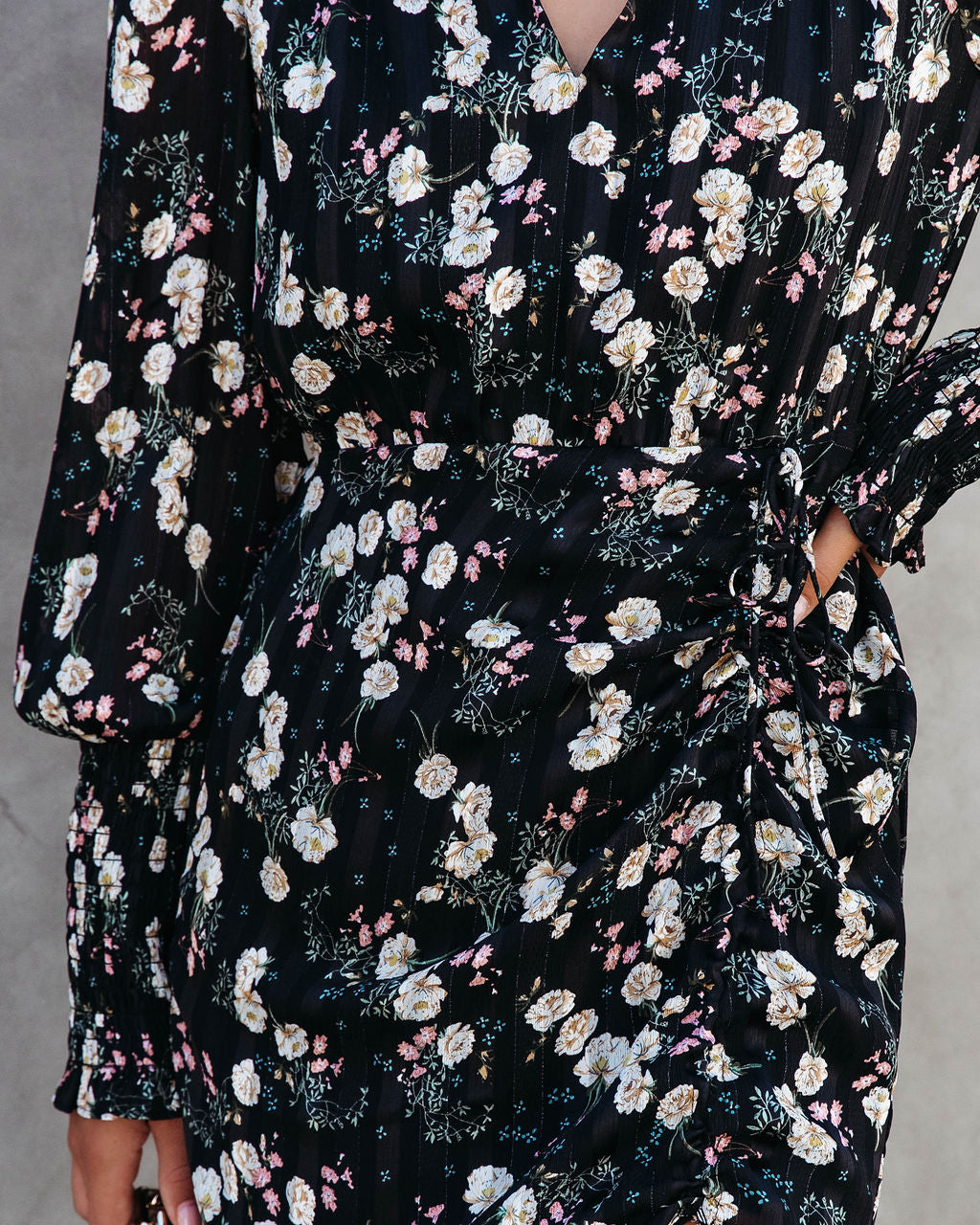 Olivia Jane Floral Chiffon Ruched Midi Dress