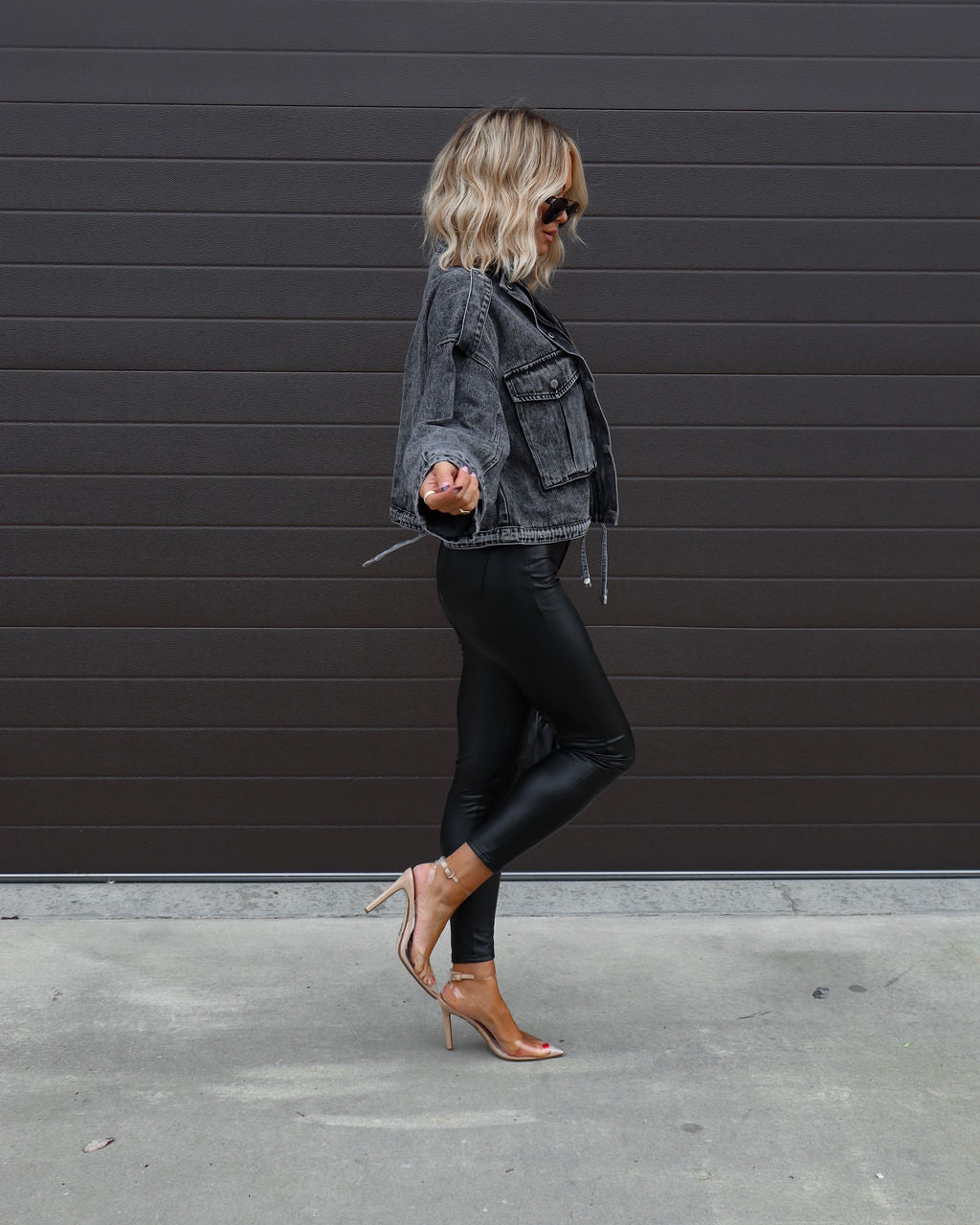 Own It Mineral Wash Denim Jacket - Black