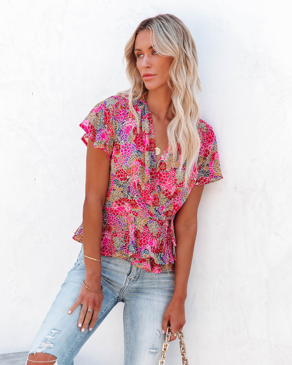Villa For The Summer Floral Wrap Top - FINAL SALE