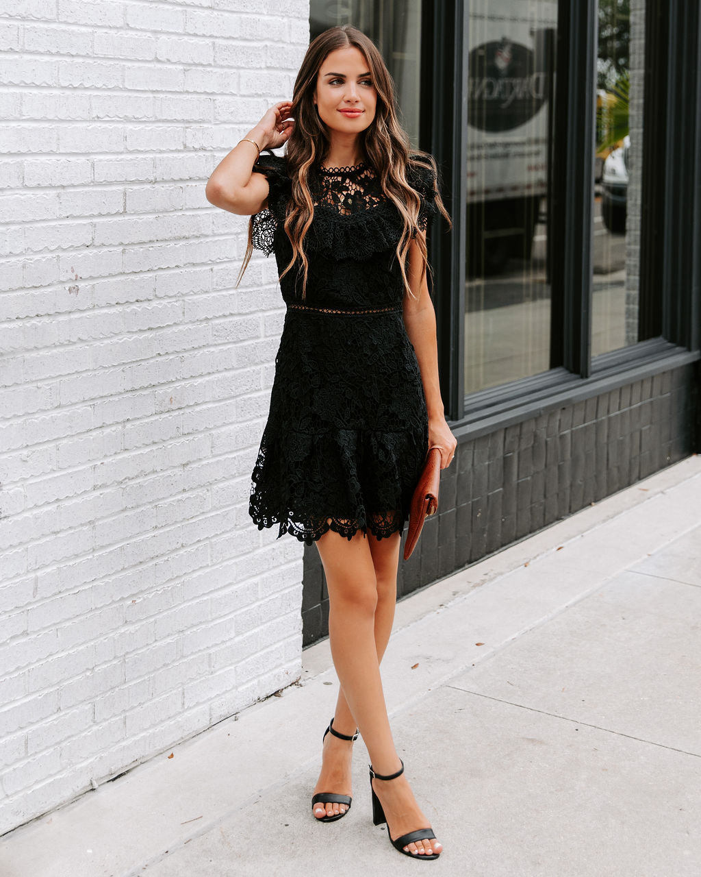 Hidden Treasures Crochet Mini Dress - Black