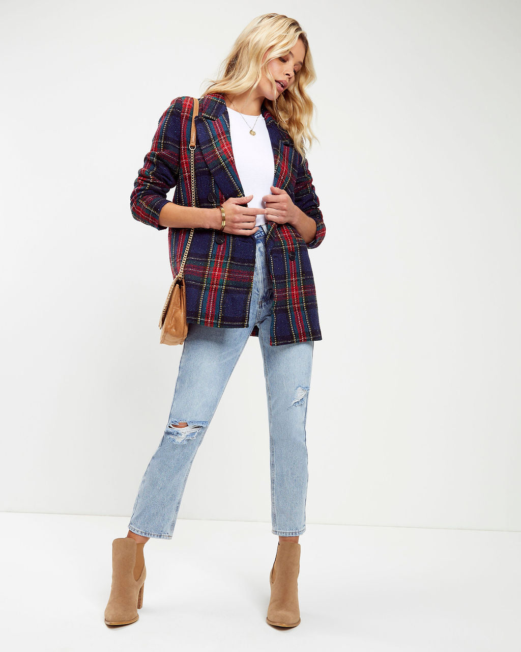 Franklin Metallic Plaid Blazer