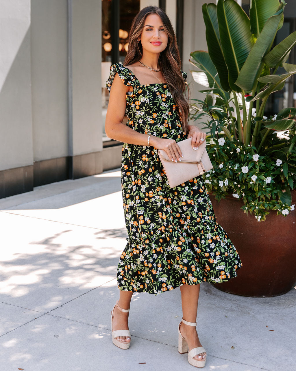 Orchard Ruffle Midi Dress - SALE