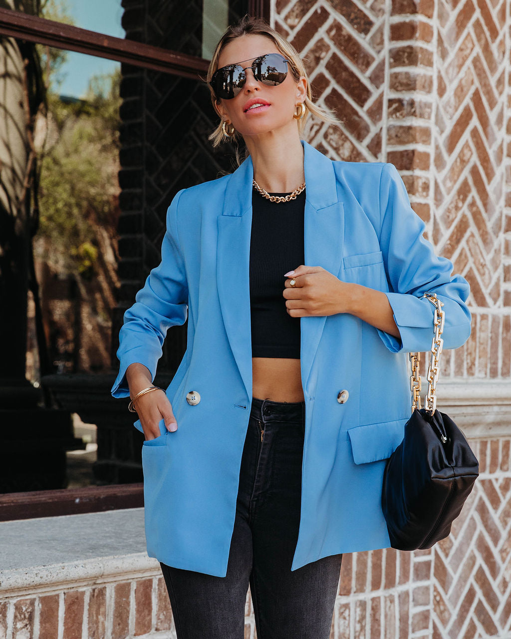 Whinn Pocketed Blazer - Blue - SALE