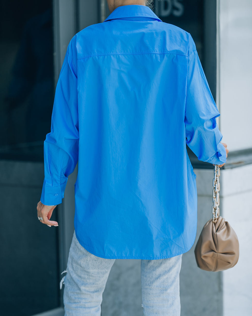 Leslie Button Up Cotton Top - Blue - FINAL SALE