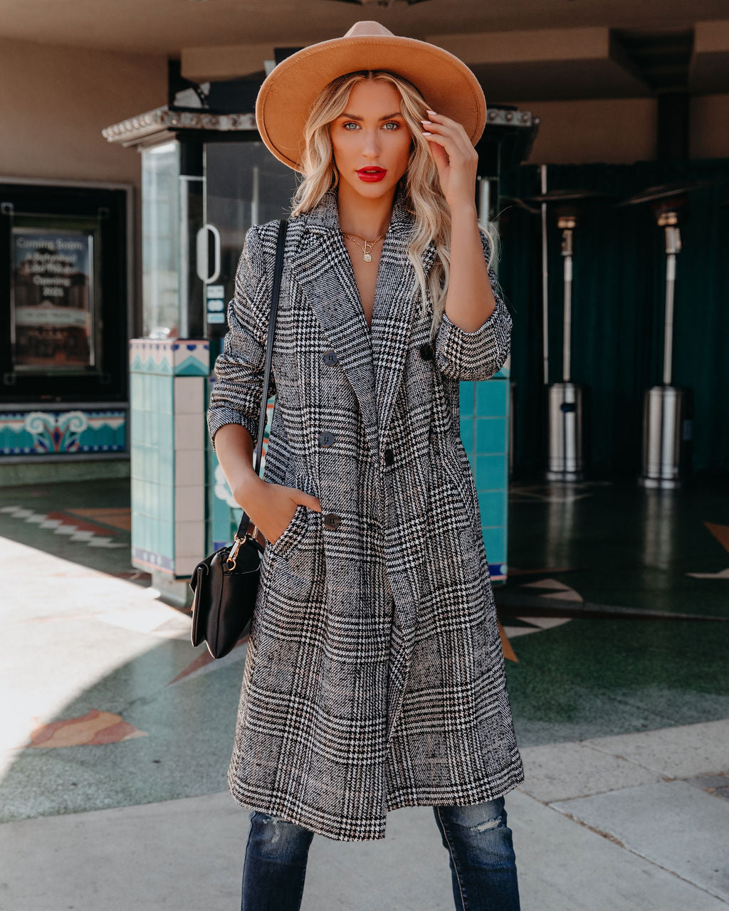 Asher Pocketed Houndstooth Coat