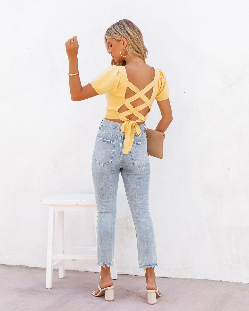 Thalie Knit Crop Top - Yellow - FINAL SALE