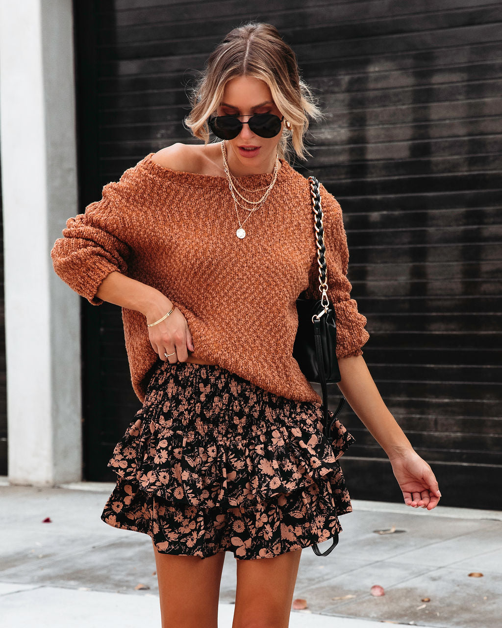 Pumpkin Spice Season Knit Pullover Sweater - Toffee