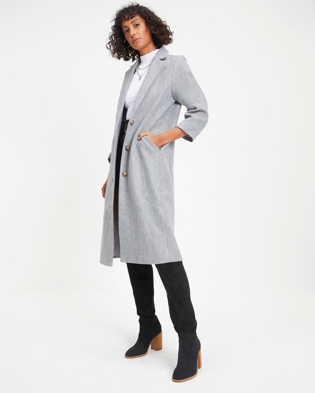 Breezy City Fall Pocketed Coat - Grey