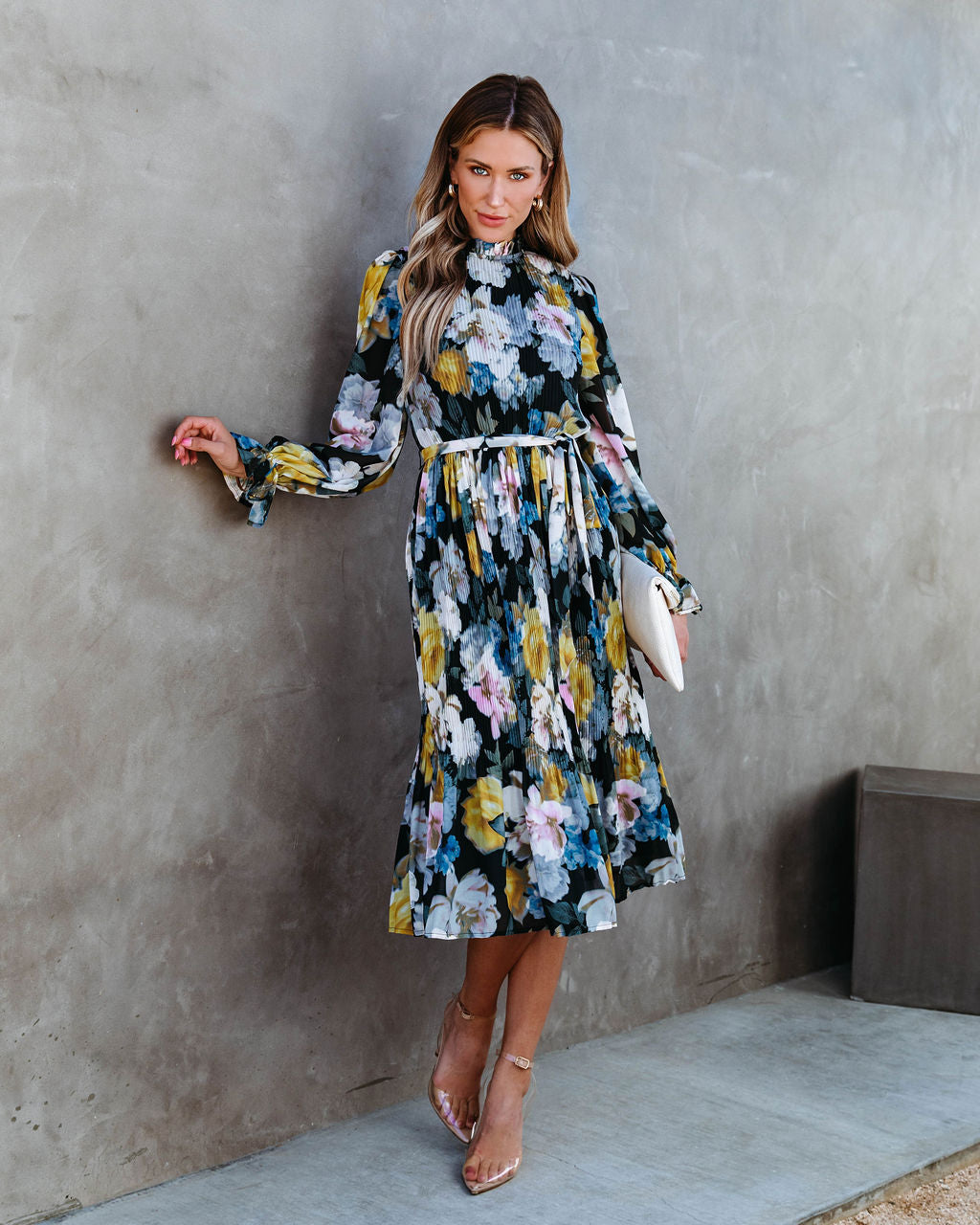 La Dolce Vita Floral Pleated Midi Dress