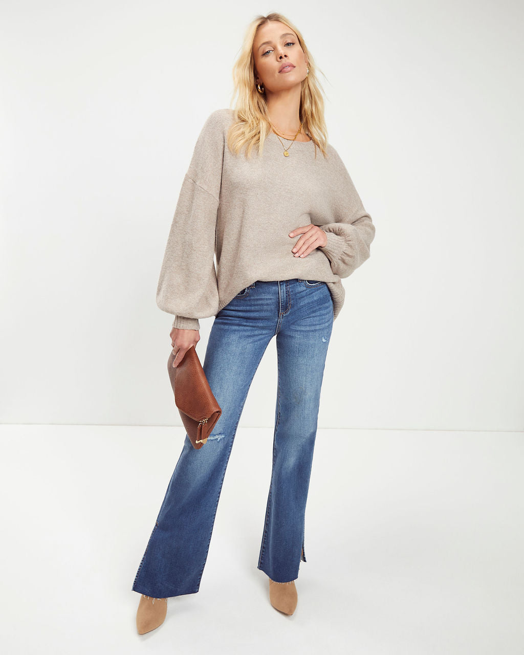 California Breeze Knit Pullover Sweater - Taupe