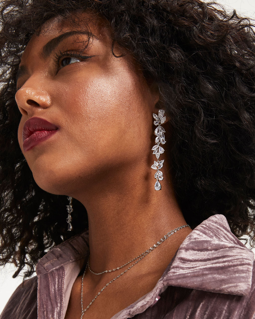 Wishing And Hoping Crystal Drop Earrings - Silver