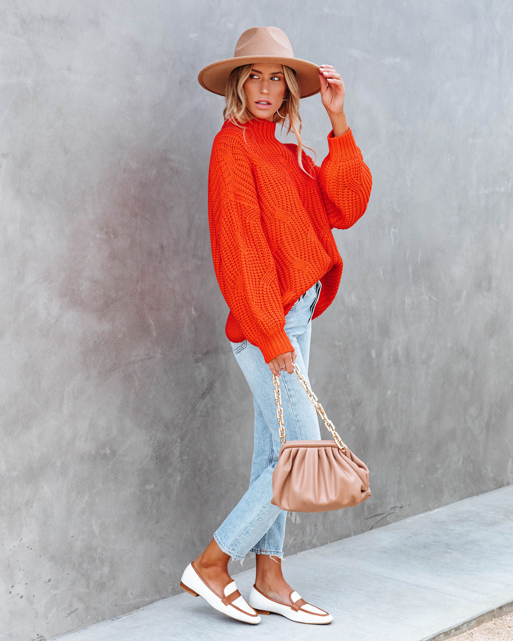 Windy City Knit Sweater - Orange