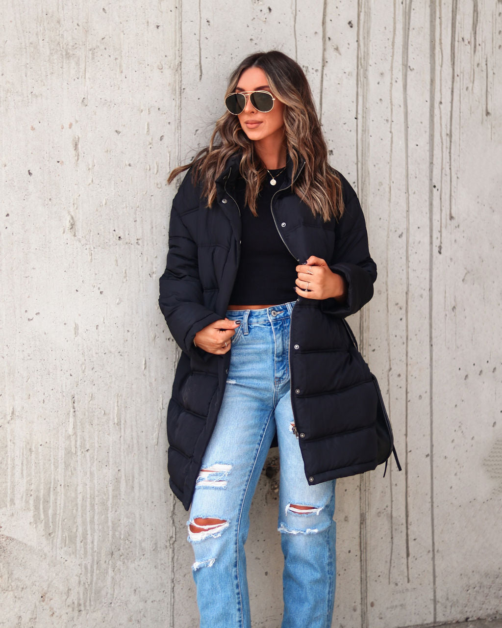 Jacksonia Pocketed Puff Coat - Black