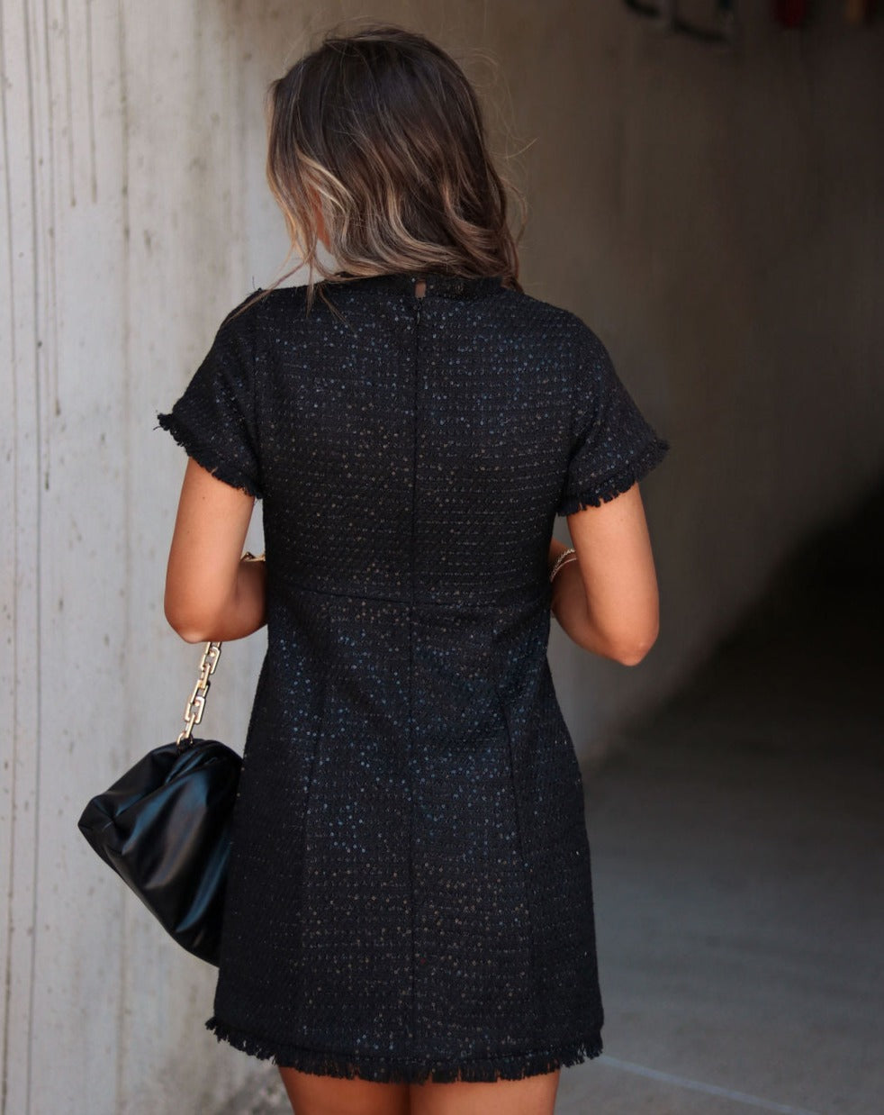 So Vogue Tweed Sequin Mini Dress - Black