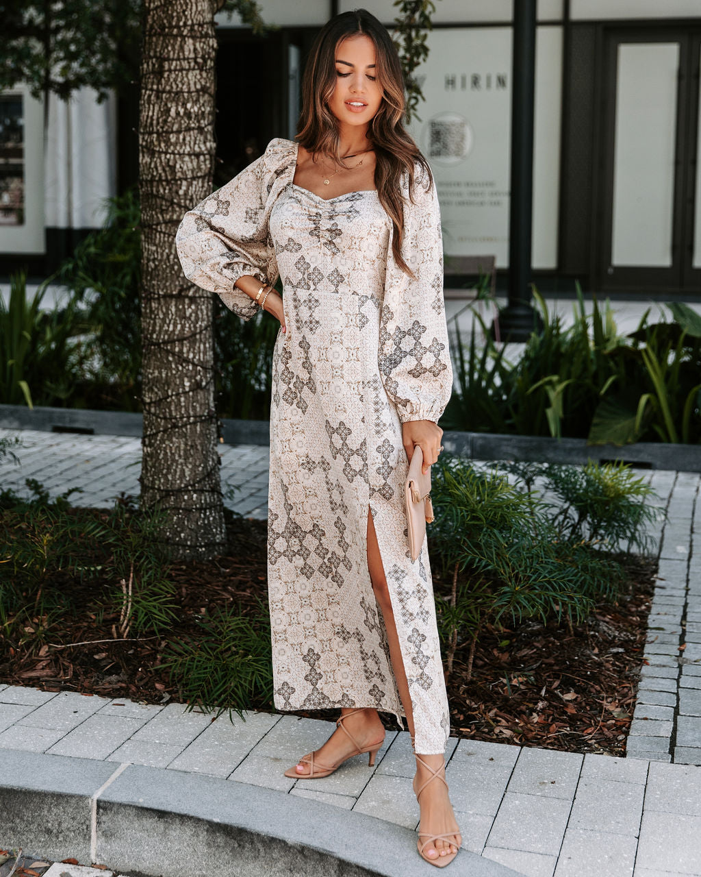 Reyna Printed Slit Maxi Dress