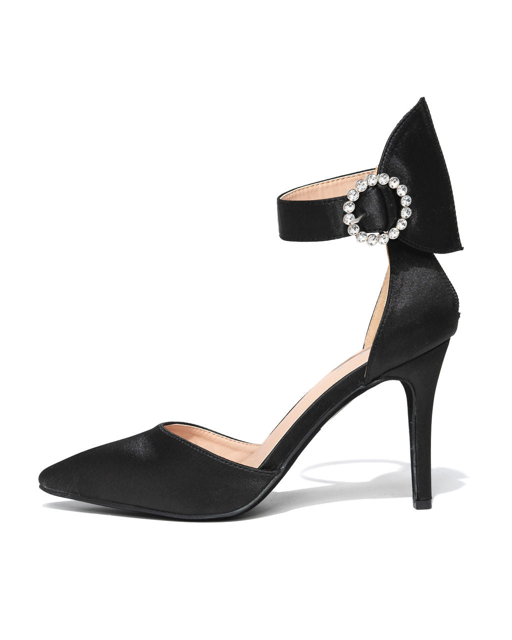 Belle Of The Ball Satin Embellished Pointed Heel - Black - SALE