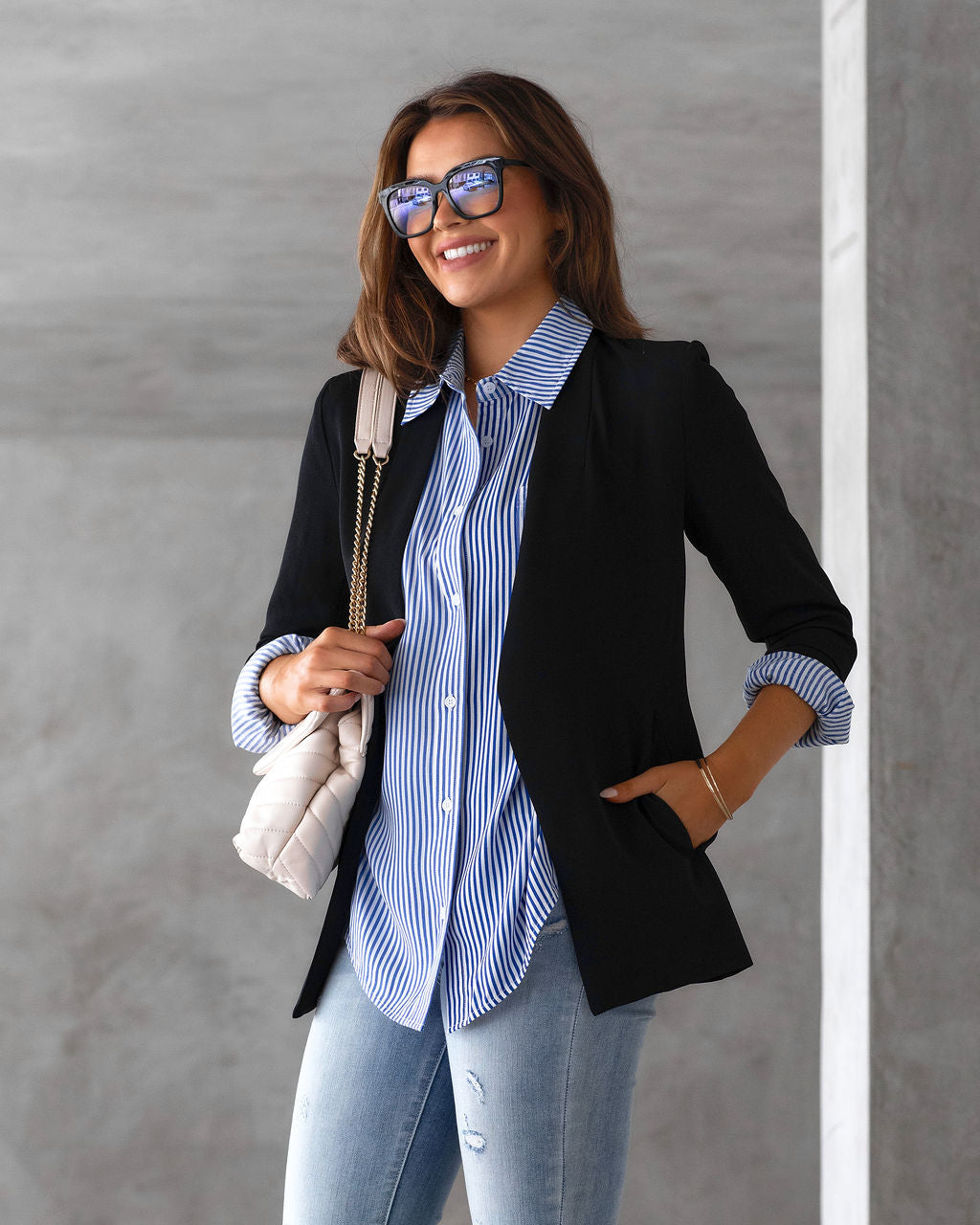 Workflow Striped Button Down Top - FINAL SALE