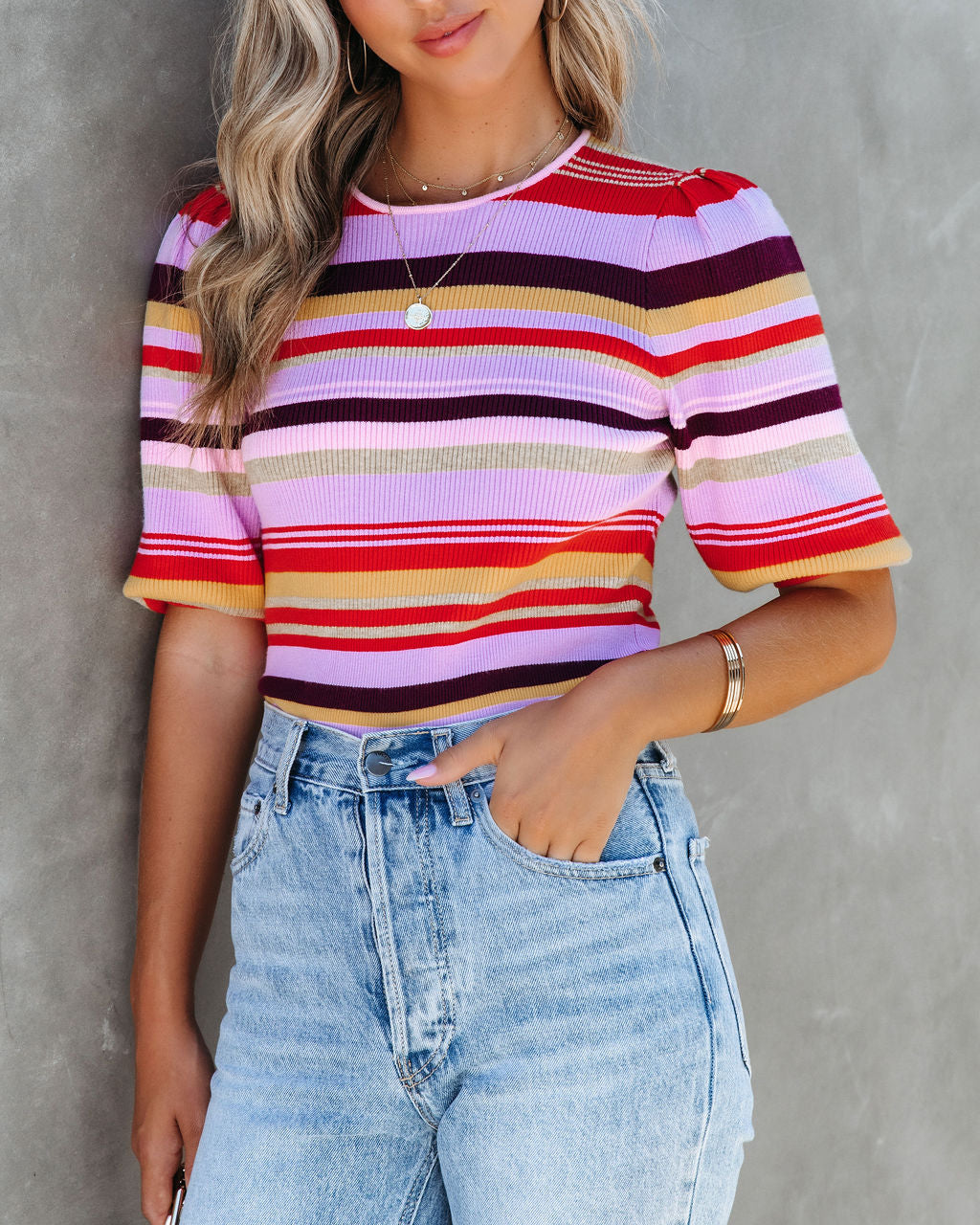 Farrah Striped Puff Sleeve Top - FINAL SALE