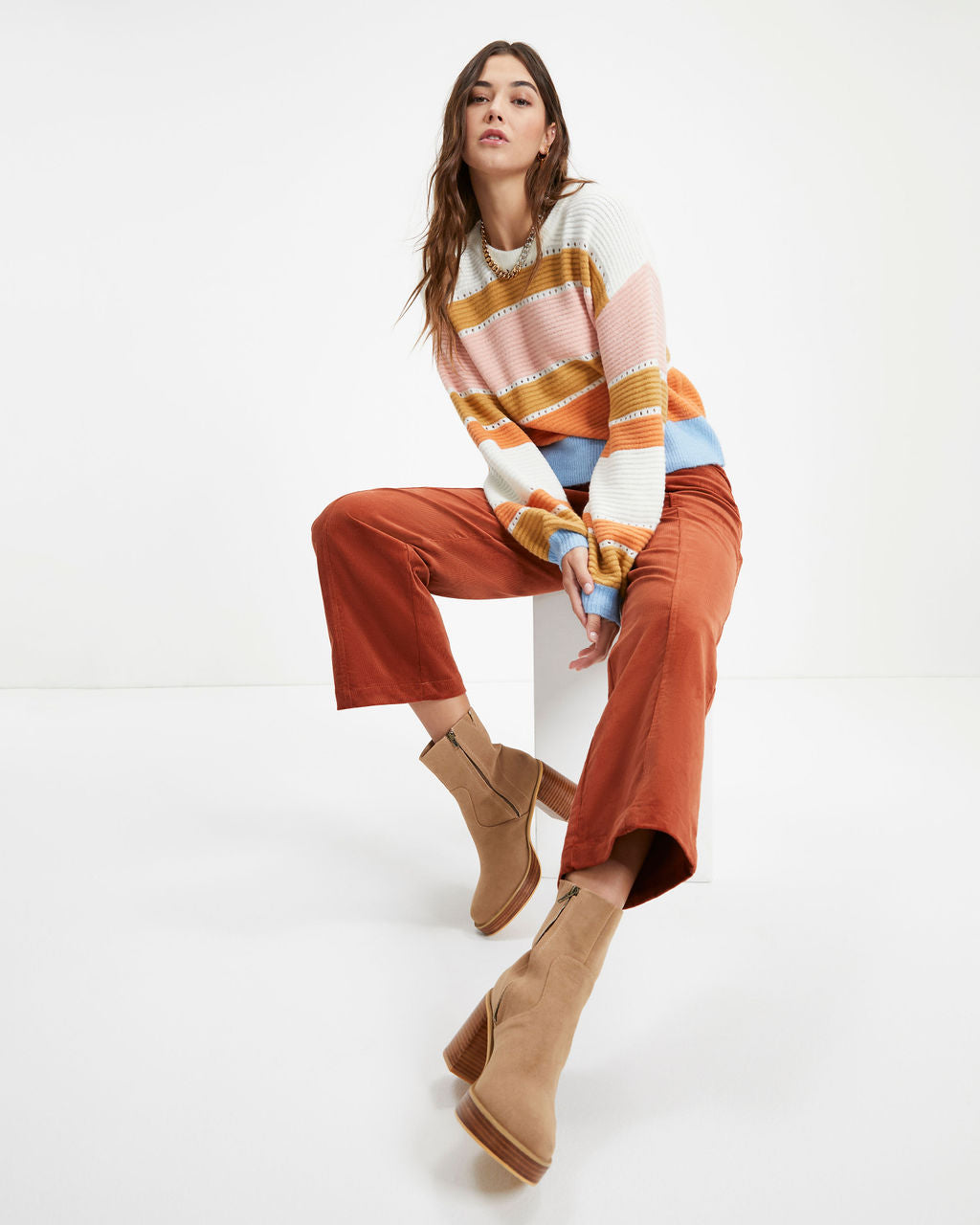 Outside The Lines Striped Knit Pullover Sweater - FINAL SALE