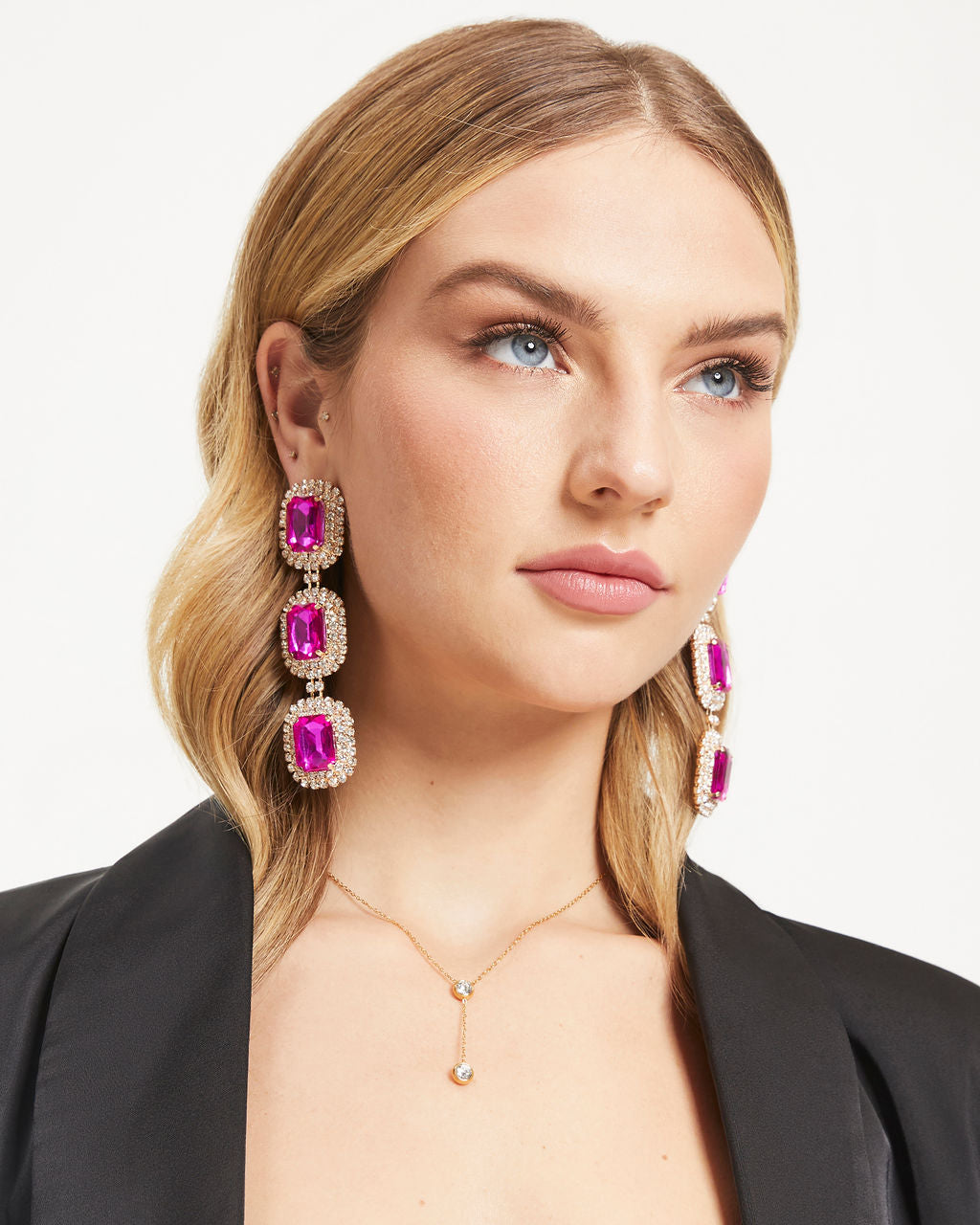 Penelope Gemstone Drop Earrings - Pink