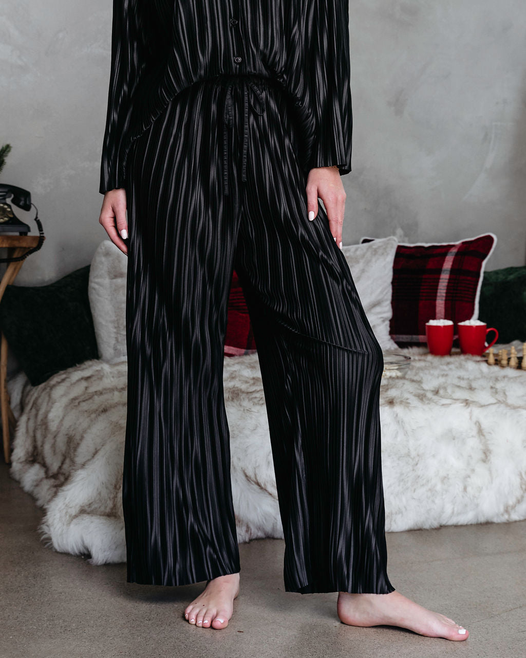 Hey Honey Plisse Pants - Black