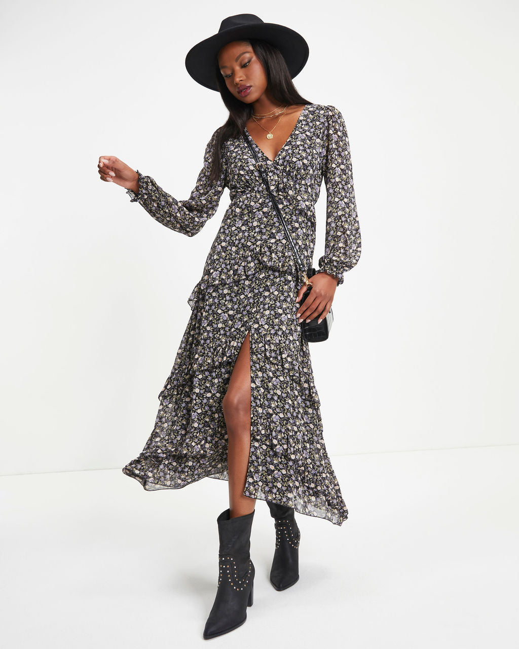 Giving Thanks Floral Ruffle Maxi Dress