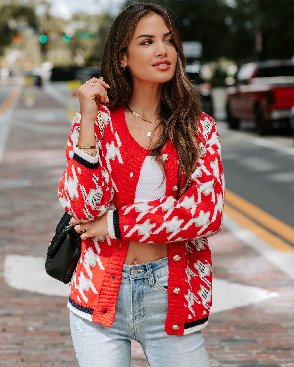 Classy And Fab Houndstooth Cardigan