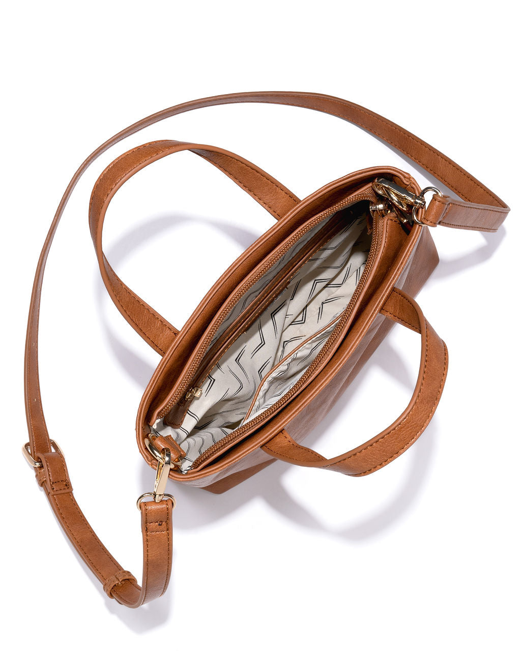 Trina Faux Leather Crossbody Bag - Tan