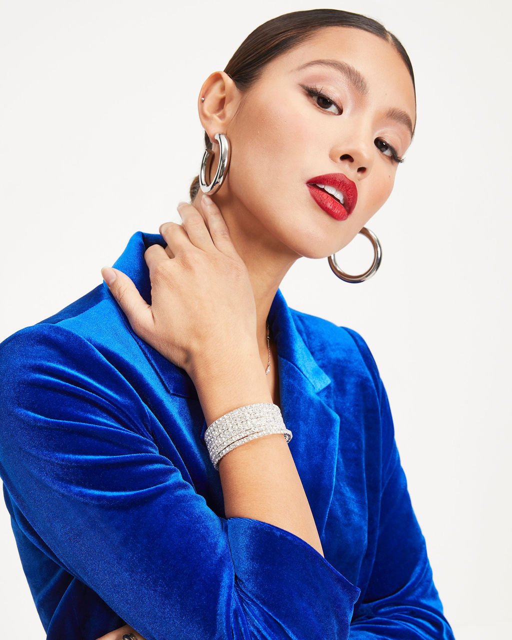 Diana Crystal Wrap Cuff - Silver