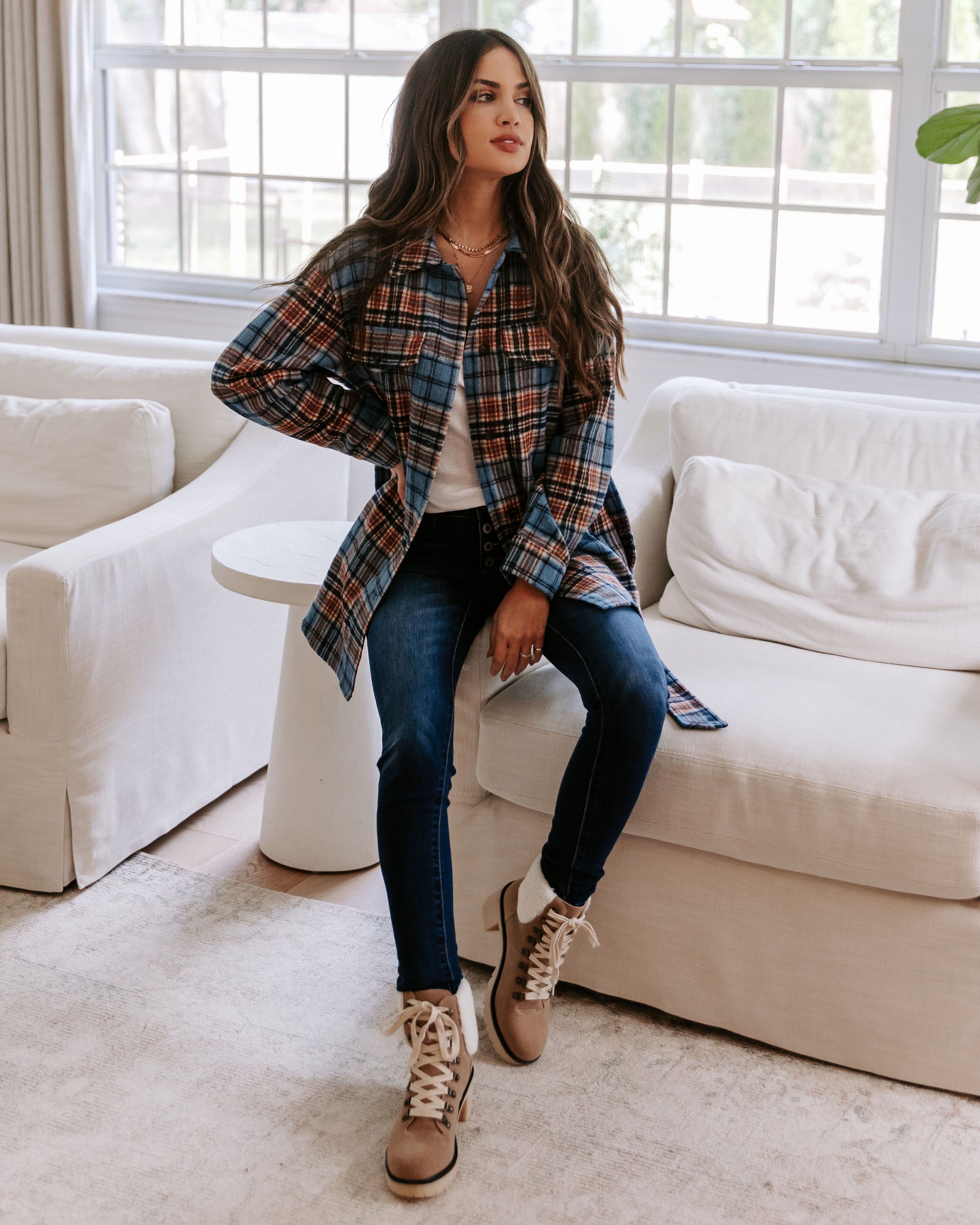 Becks Pocketed Plaid Coat