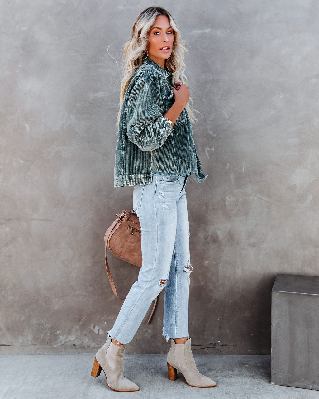 Paddington Distressed Cotton Corduroy Jacket - Hunter Green
