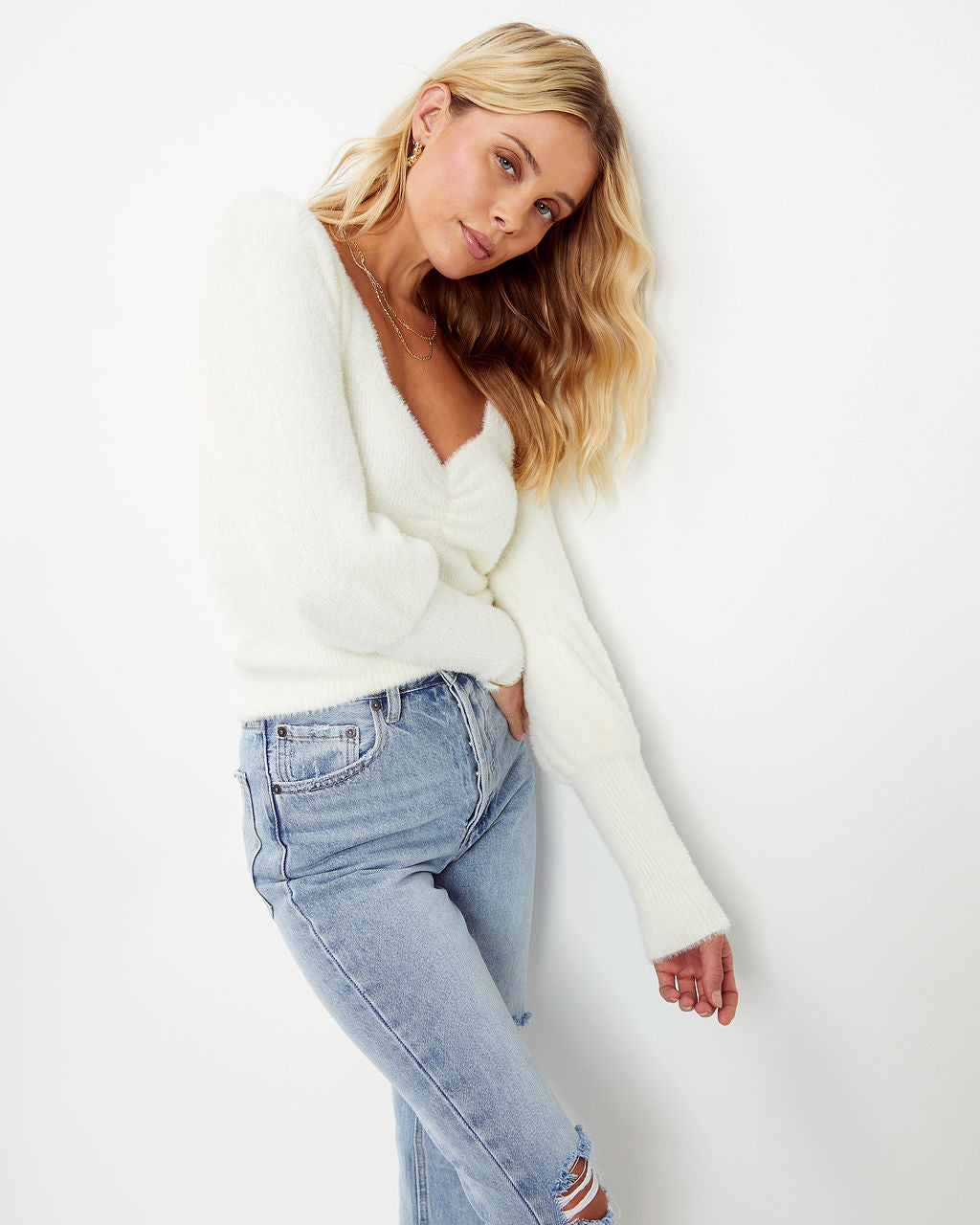 Sweetest Desire Knit Sweater Top - Cream