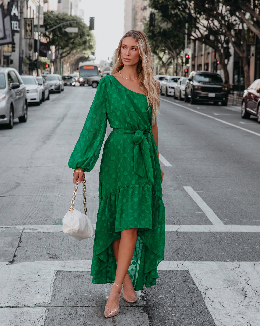 New Kind Of Love One Shoulder Ruffle Maxi Dress - Green