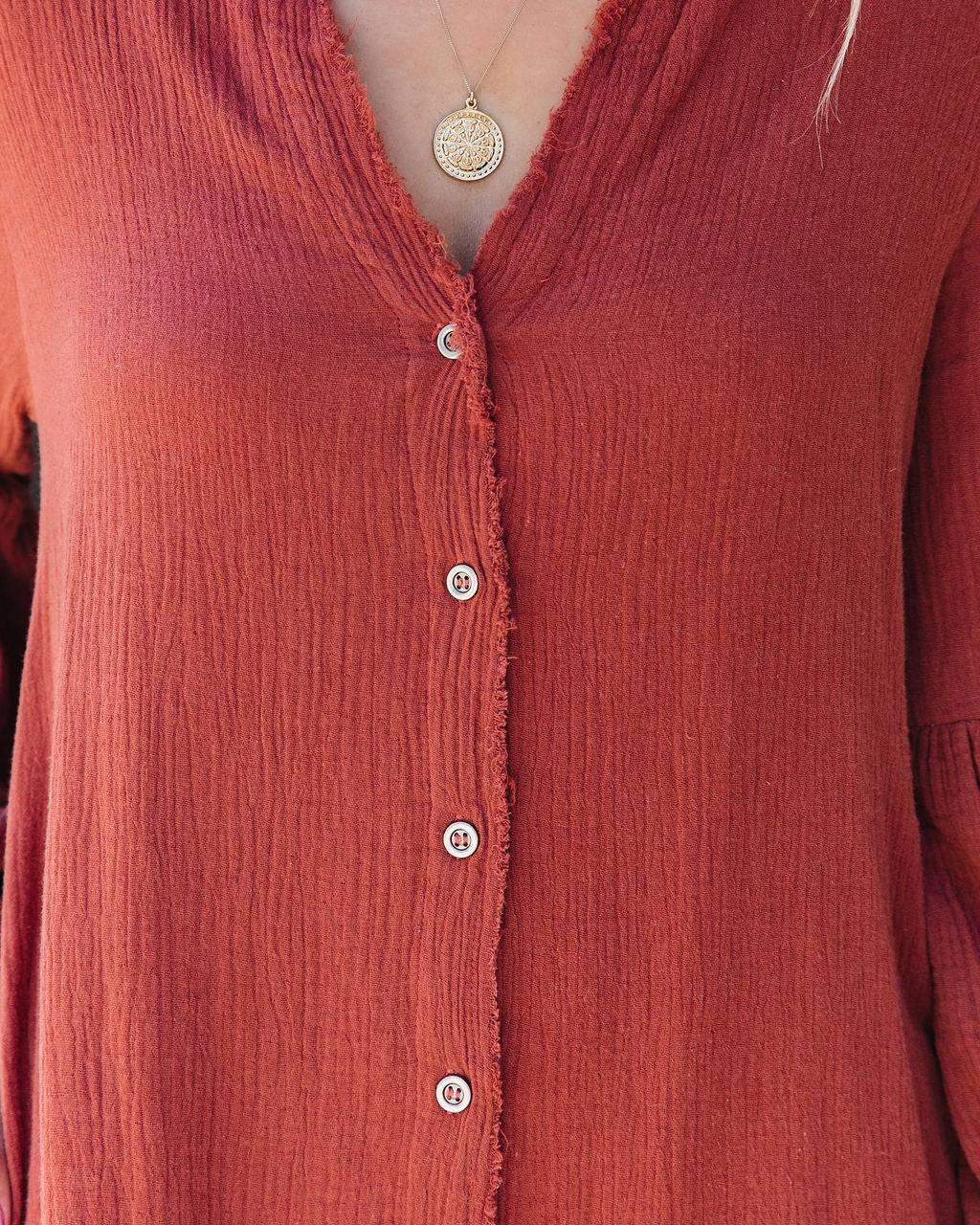 Blakeley Cotton Pocketed Button Down Shirt Dress - Clay