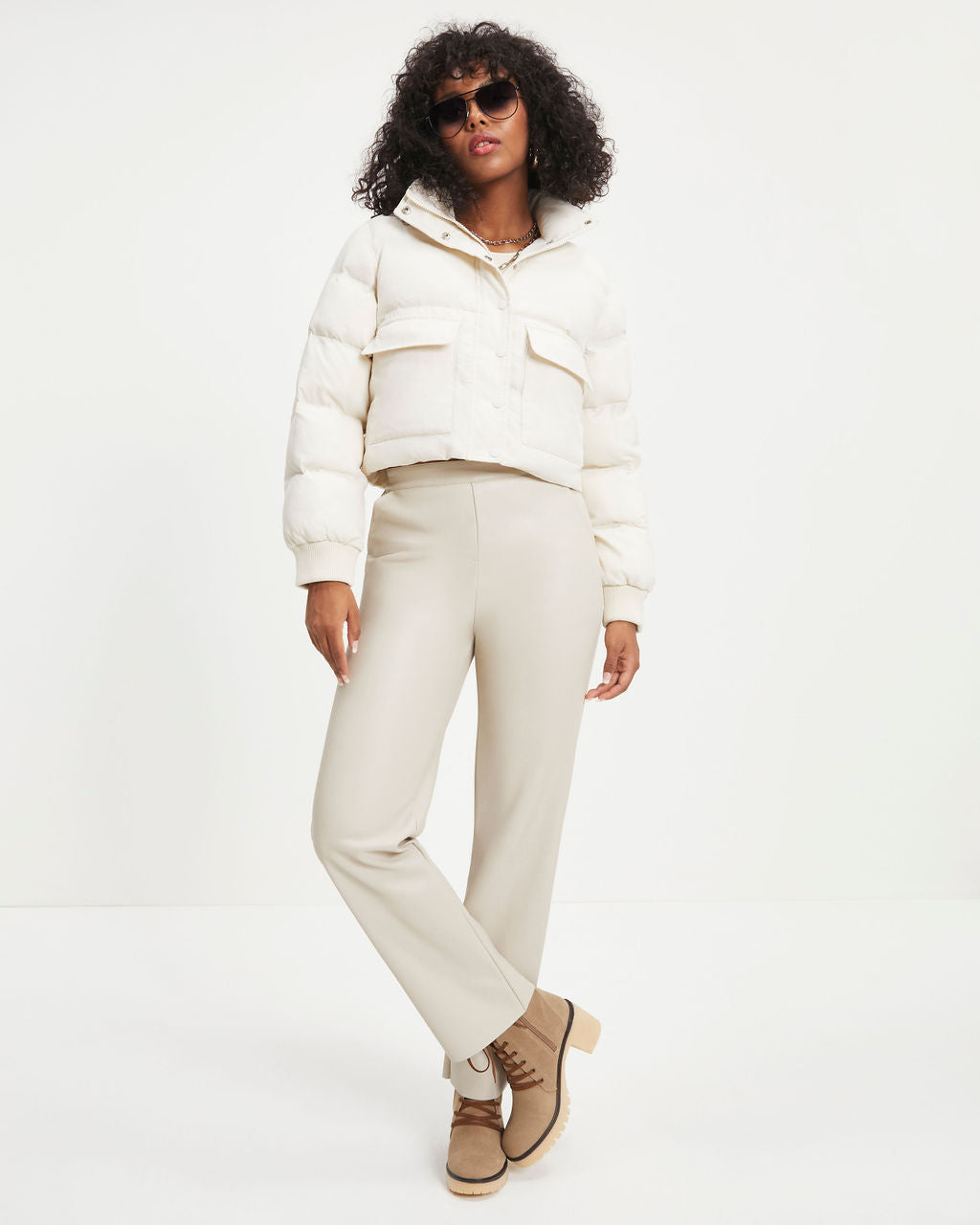 Below Zero Pocketed Puff Jacket - Off White