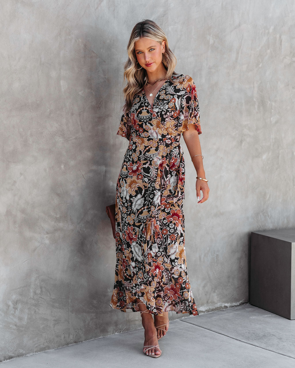 Ivanna Printed Wrap Midi Dress